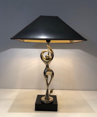 Brass Lamp Representing a Stylized Dancer, 1970s-BA-1383683