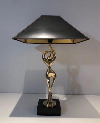 Brass Lamp Representing a Stylized Dancer, 1970s-BA-1383683