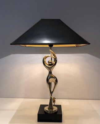 Brass Lamp Representing a Stylized Dancer, 1970s-BA-1383683