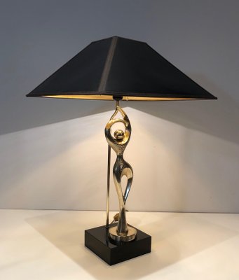 Brass Lamp Representing a Stylized Dancer, 1970s-BA-1383683