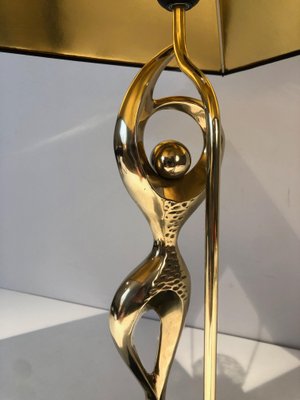 Brass Lamp Representing a Stylized Dancer, 1970s-BA-1383683