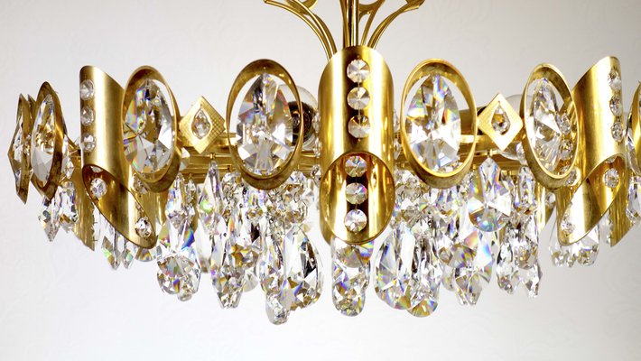 Brass & Lead Crystal Chandelier from Joska, 1970s-NGU-1742540