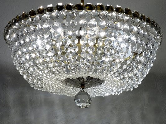 Brass Lead Crystal Chandeliers, 1970s-NGU-1731941