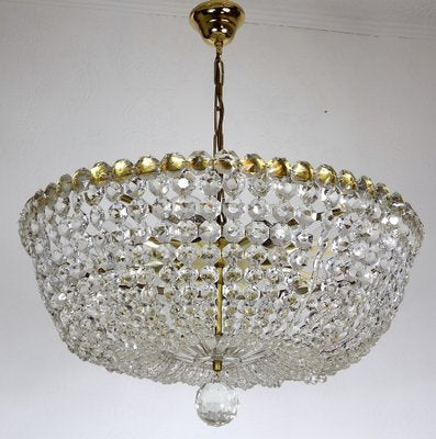 Brass Lead Crystal Chandeliers, 1970s-NGU-1731941