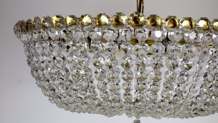 Brass Lead Crystal Chandeliers, 1970s-NGU-1731941