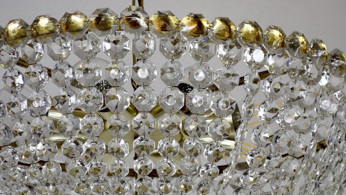 Brass Lead Crystal Chandeliers, 1970s-NGU-1731941