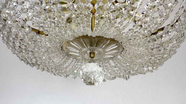 Brass Lead Crystal Chandeliers, 1970s-NGU-1731941