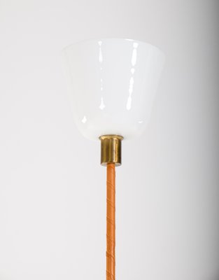 Brass & Leather Floor Lamp attributed to from Nordiska Kompaniet, 1950s-QU-1719623