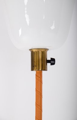 Brass & Leather Floor Lamp attributed to from Nordiska Kompaniet, 1950s-QU-1719623