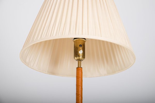 Brass & Leather Floor Lamps, Sweden, 1950s, Set of 2-QU-1719620