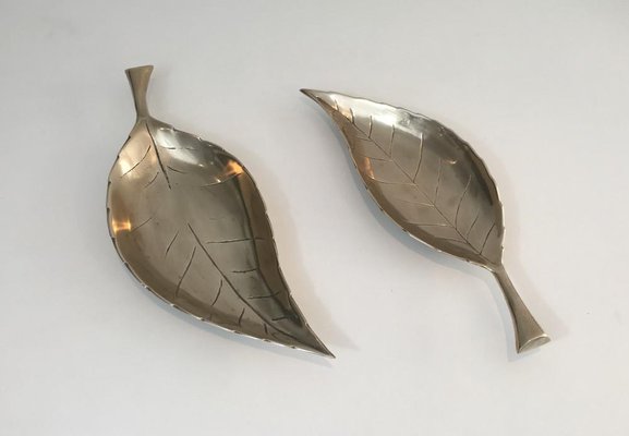 Brass Leaves, France, 1970s, Set of 2-BA-658553