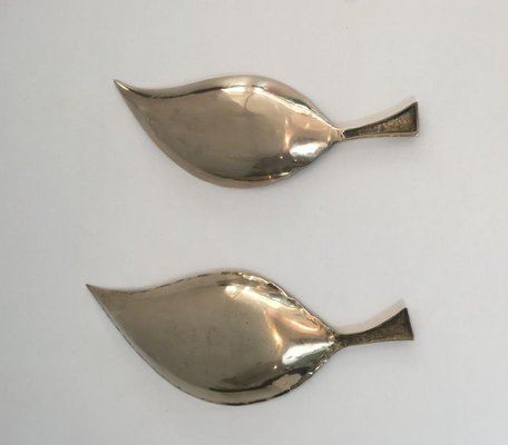 Brass Leaves, France, 1970s, Set of 2-BA-658553