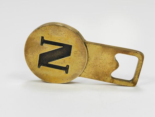 Brass Letter N Initial Bottle Opener by Carl Auböck, Vienna, 1960s-MWV-2027501