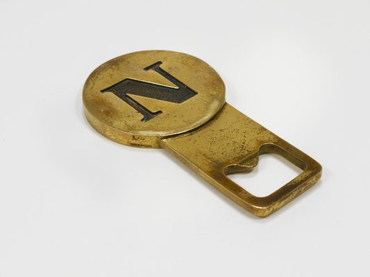 Brass Letter N Initial Bottle Opener by Carl Auböck, Vienna, 1960s-MWV-2027501