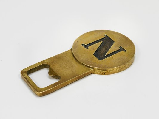 Brass Letter N Initial Bottle Opener by Carl Auböck, Vienna, 1960s-MWV-2027501