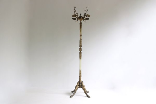 Brass & Marble Free Standing Coat Rack, Italy, 1960s-OKN-2035879