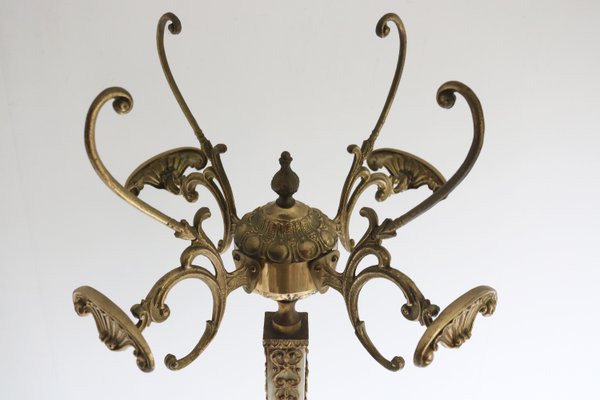 Brass & Marble Free Standing Coat Rack, Italy, 1960s-OKN-2035879