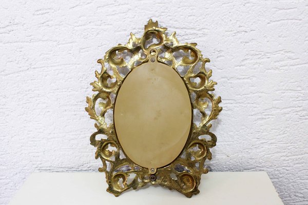 Brass Mirror with Candleholder, 1960s-BQF-1806246