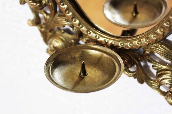 Brass Mirror with Candleholder, 1960s-BQF-1806246