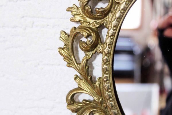 Brass Mirror with Candleholder, 1960s-BQF-1806246