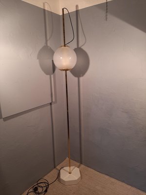 Brass Model Balloon LTE10 Floor Lamp with White Base by Luigi Caccia Dominioni for Azucena, 1990s-OHK-870433