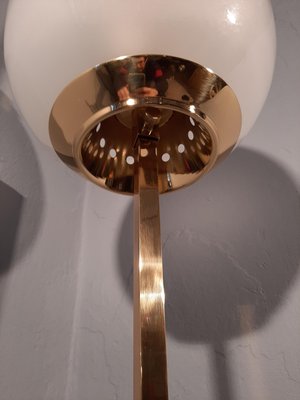 Brass Model Balloon LTE10 Floor Lamp with White Base by Luigi Caccia Dominioni for Azucena, 1990s-OHK-870433