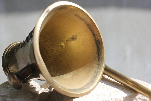 Brass Mortar Spice Hand Grinder and Pestle, Love Cooking Gift, Kitchen Decoration, 1940s-UWJ-1378464