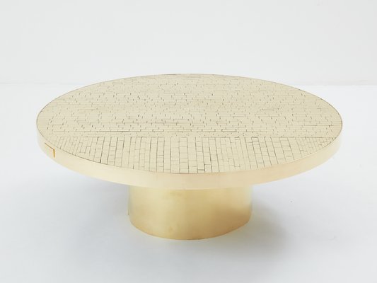 Brass Mosaic Coffee Table by Georges Mathias, 1970s-YJA-1783665