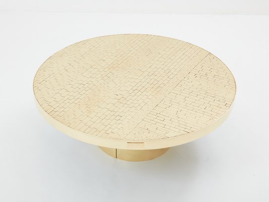 Brass Mosaic Coffee Table by Georges Mathias, 1970s-YJA-1783665