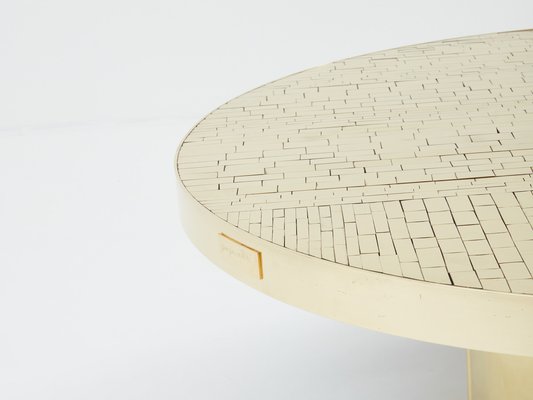 Brass Mosaic Coffee Table by Georges Mathias, 1970s-YJA-1783665