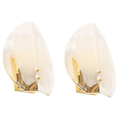 Brass & Murano Glass Wall Lights from Kalmar, Austria, 1970s, Set of 2-UGR-1176018