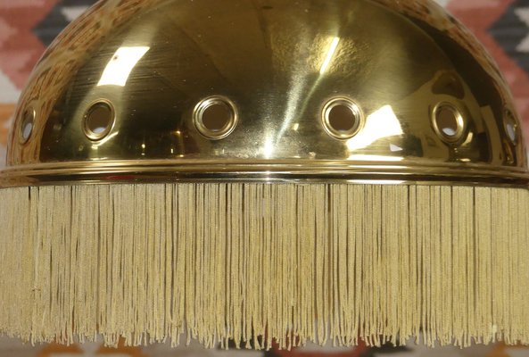 Brass Mushroom Pendant Lamp with Fringe, 1970s-AFE-1371751