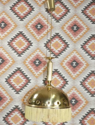 Brass Mushroom Pendant Lamp with Fringe, 1970s-AFE-1371751