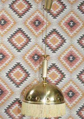 Brass Mushroom Pendant Lamp with Fringe, 1970s-AFE-1371751