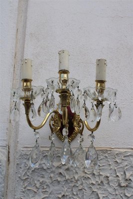 Brass Nail Polish and Crystals Wall Lamps, 1950s, Set of 2-EH-1382375