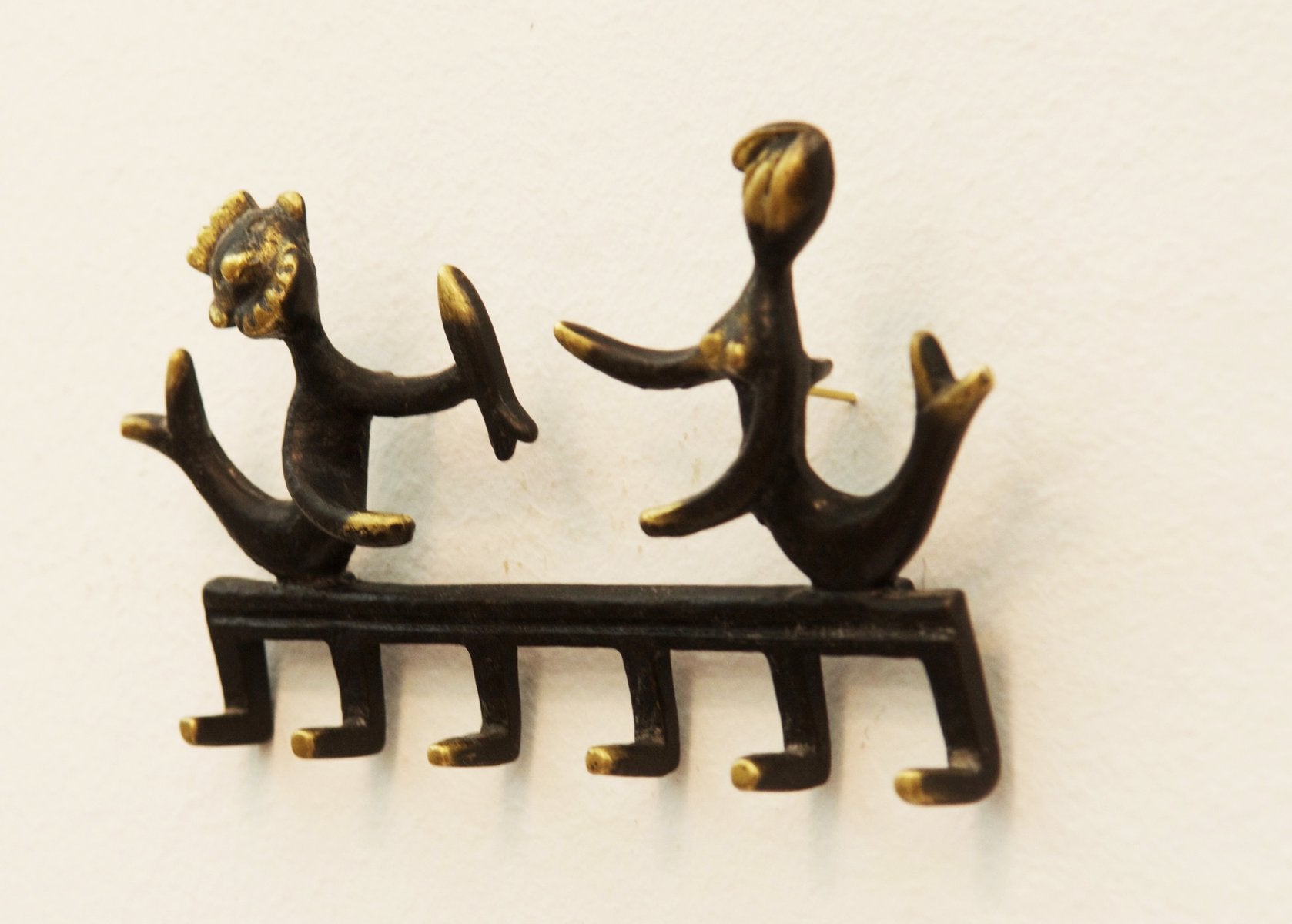 Brass Neptune and Mermaid Wall Hook by Walter Bosse for Hertha Baller, 1955