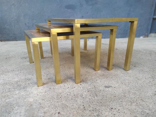 Brass Nesting Tables, 1970s-EAD-621390