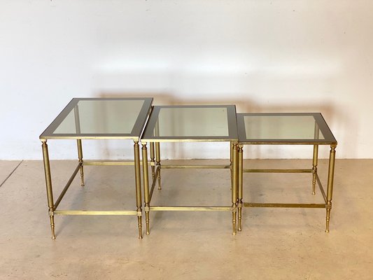 Brass Nesting Tables, 1970s, Set of 3-NPC-1264274