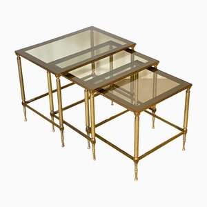 Brass Nesting Tables, 1970s, Set of 3-NPC-1264274