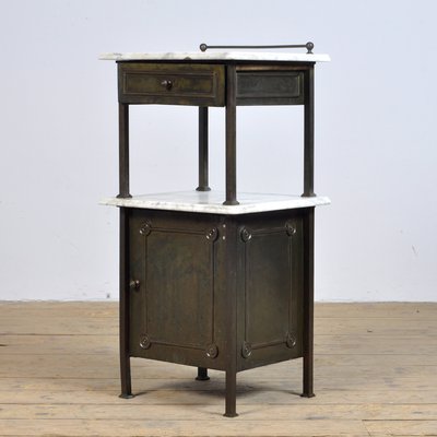 Brass Nightstand with Marble Top, 1910s-IW-1436137