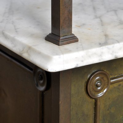 Brass Nightstand with Marble Top, 1910s-IW-1436137