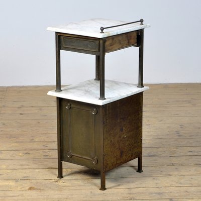 Brass Nightstand with Marble Top, 1910s-IW-1436137