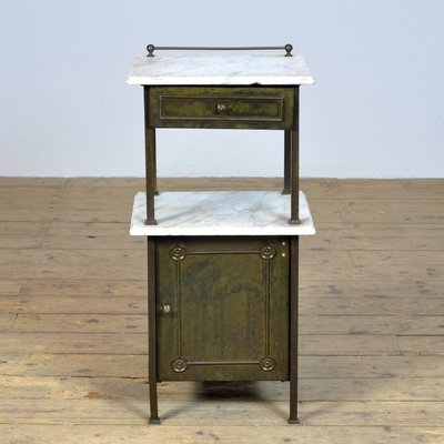 Brass Nightstand with Marble Top, 1910s-IW-1436137