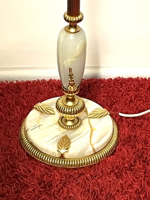 Brass Onyx Beads Glass Shade Floor Lamp 2 Bulbs from Unbekannt, 1950s-NGU-2016650