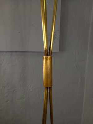 Brass & Opal Glass Floor Lamp with White Marble Base from Stilnovo, 1950s-OHK-1133770