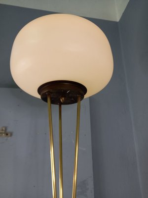 Brass & Opal Glass Floor Lamp with White Marble Base from Stilnovo, 1950s-OHK-1133770