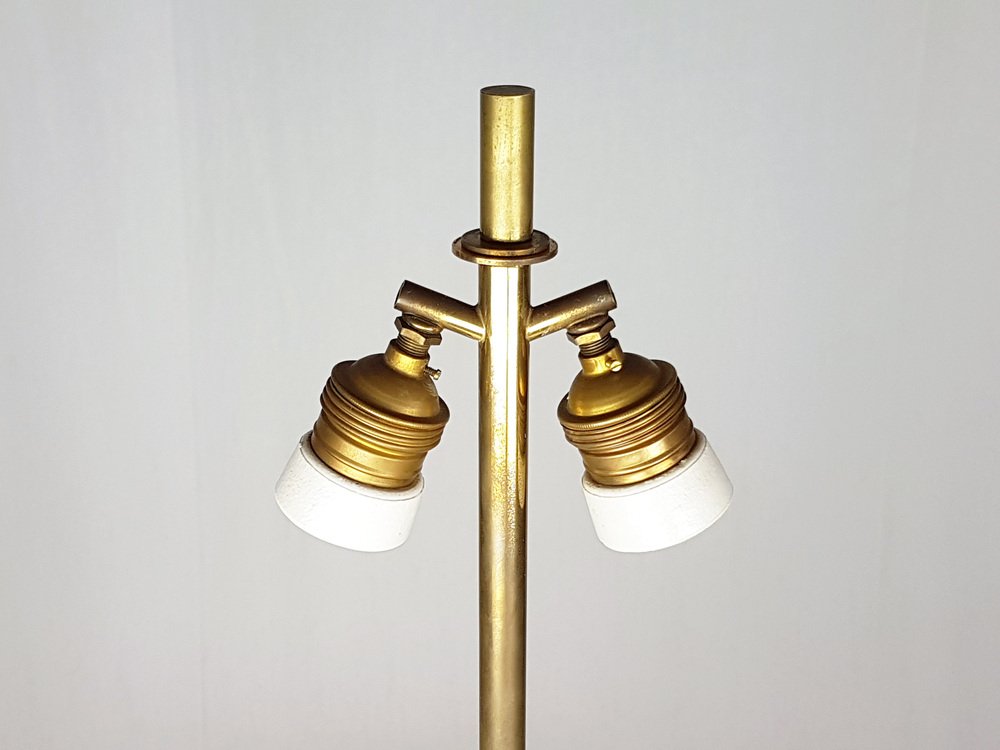 Brass & Opaline Glass 3-Light Table Lamp by Bruno Gatta for Stilnovo, 1959