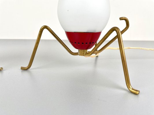 Brass & Opaline Glass Spider Table Lamp, Italy, 1950s, Set of 2-LYQ-1171355