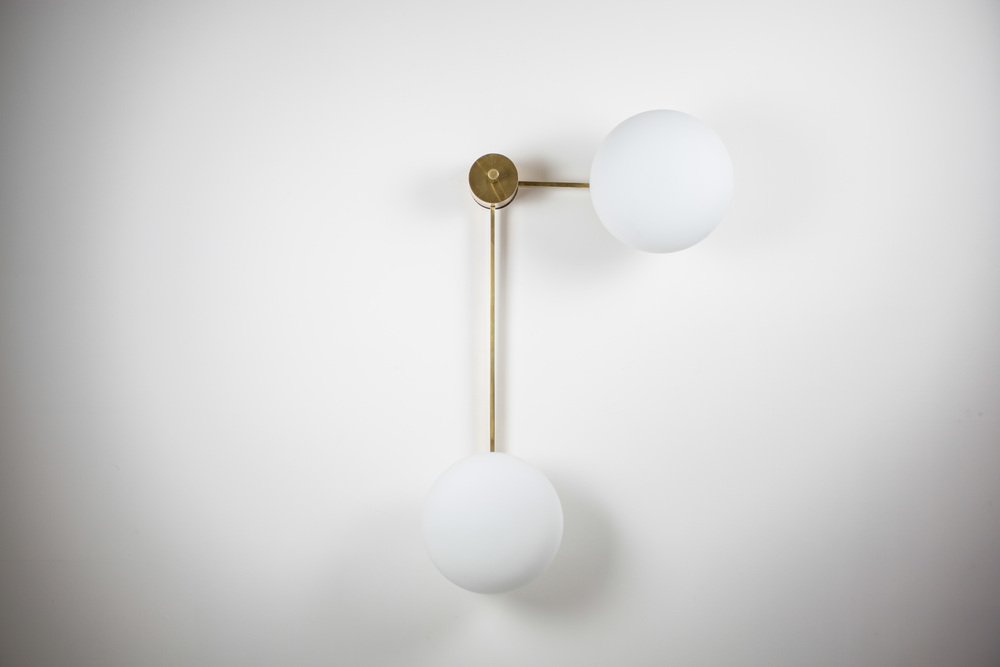 Brass & Opaline Glass Stella 12:15 Chrome Lucid Ceiling or Wall Lamp from Design for Macha