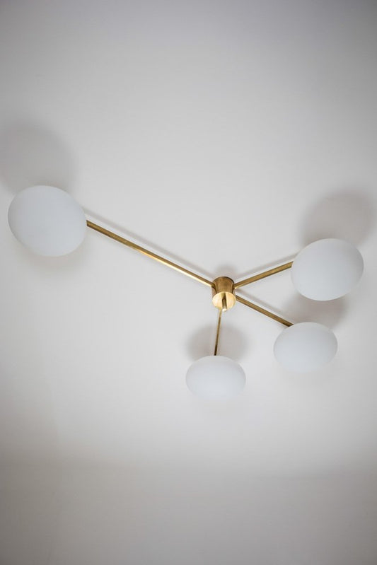 Brass & Opaline Glass Stella Love Chrome Lucid Ceiling or Wall Lamp from Design for Macha